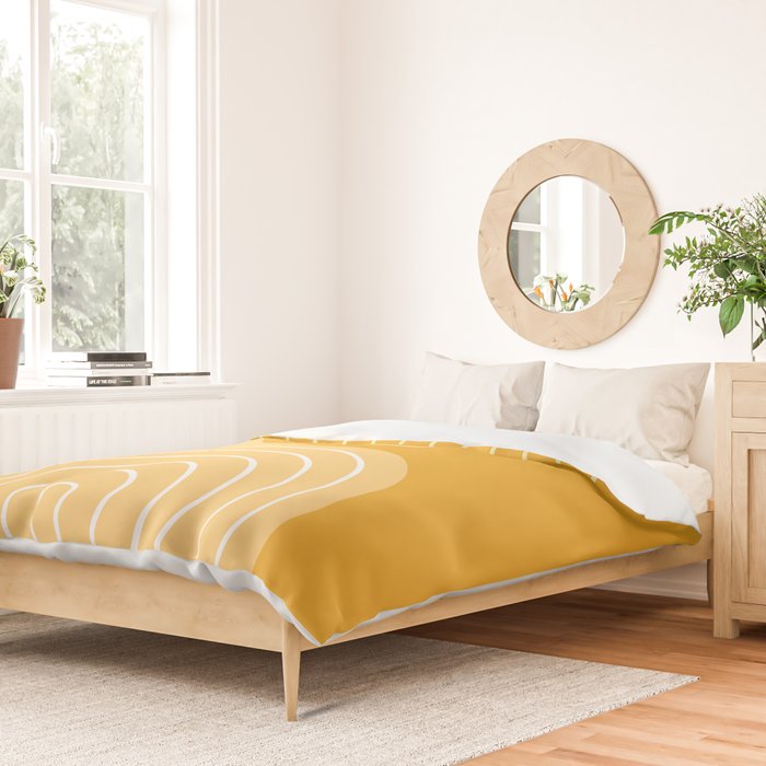 Geometric Lines Rainbow Abstract 11 in Mustard Yellow Gold Duvet Cover Gallery Image 2