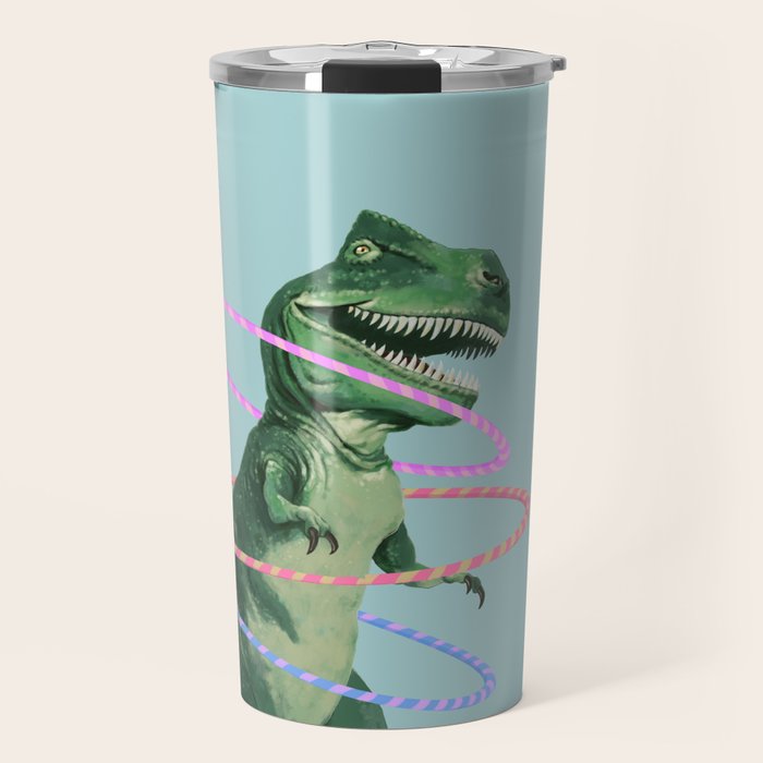T-Rex the Hula Dancer in Green Travel Mug Gallery Image 1