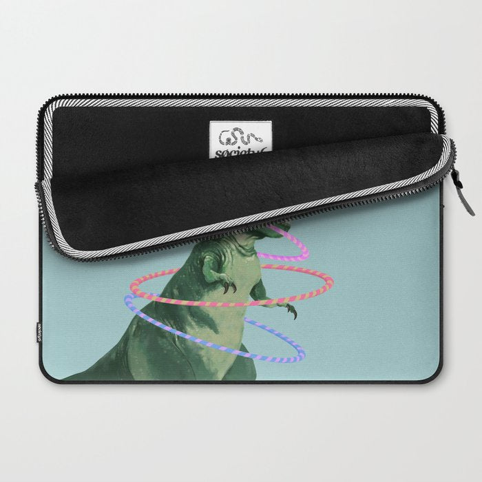 T-Rex the Hula Dancer in Green Laptop Sleeve Gallery Image 2