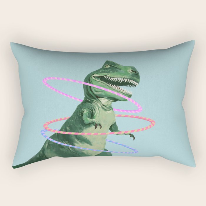 T-Rex the Hula Dancer in Green Rectangular Pillow Gallery Image 1