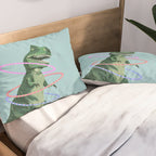 T-Rex the Hula Dancer in Green Pillow Sham Gallery Image 2