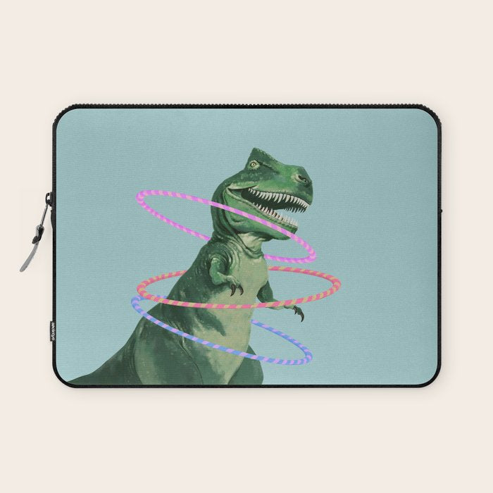 T-Rex the Hula Dancer in Green Laptop Sleeve Gallery Image 1