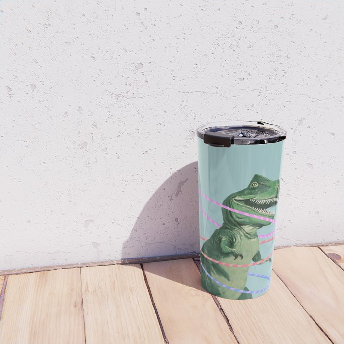 T-Rex the Hula Dancer in Green Travel Mug Gallery Image 4