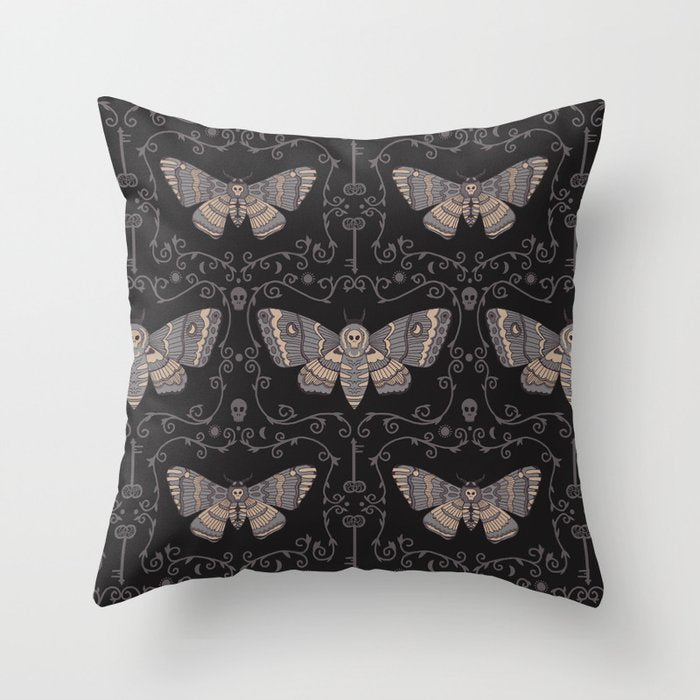 Taxidermy Death Moth at Midnight Throw Pillow Gallery Image 6