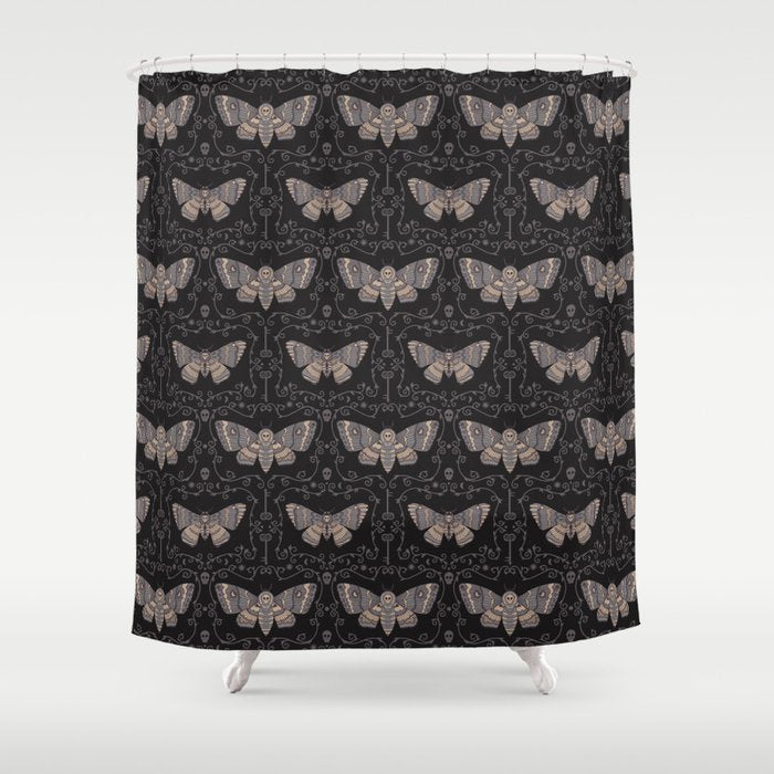 Taxidermy Death Moth at Midnight Shower Curtain Gallery Image 1