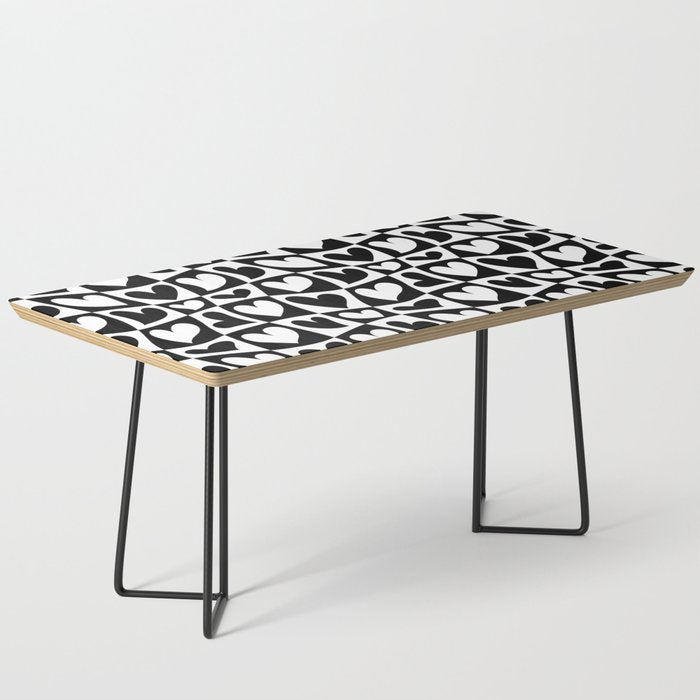 Black and white love heart checkered pattern Coffee Table Gallery Image 1