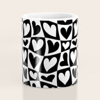 Black and white love heart checkered pattern Coffee Mug Gallery Image 4