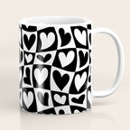 Black and white love heart checkered pattern Coffee Mug Gallery Image 1