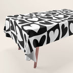 Black and white love heart checkered pattern Tablecloth Gallery Image 1