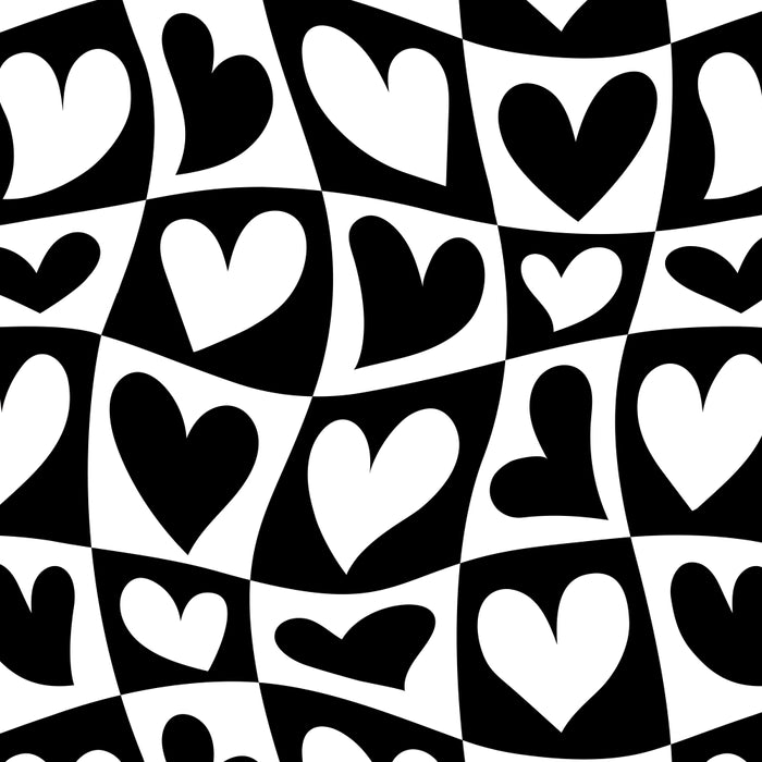 Black and white love heart checkered pattern Coffee Mug Gallery Image 2
