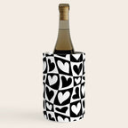 Black and white love heart checkered pattern Wine Chiller Gallery Image 1