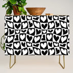 Black and white love heart checkered pattern Credenza Gallery Image 1