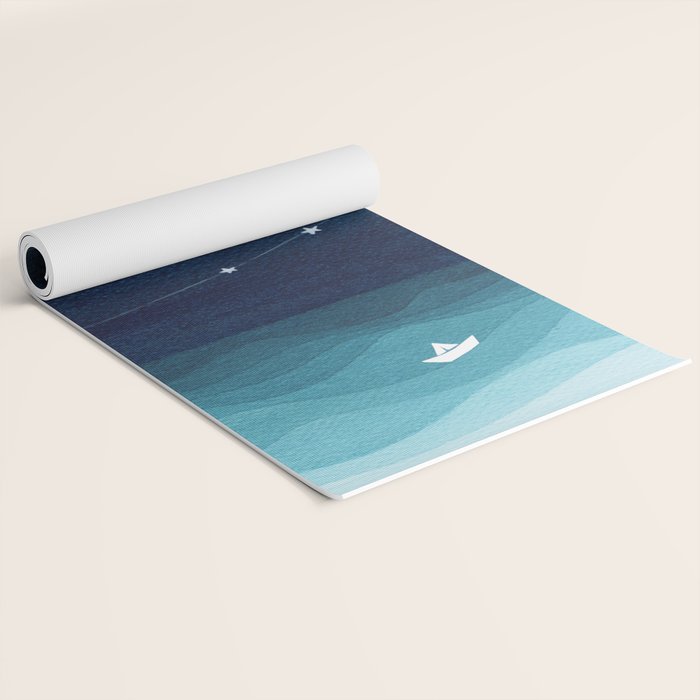 Garlands of stars, watercolor teal ocean Yoga Mat Gallery Image 2