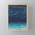 Garlands of stars, watercolor teal ocean Mini Art Print Gallery Image 1