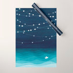 Garlands of stars, watercolor teal ocean Wrapping Paper Gallery Image 1