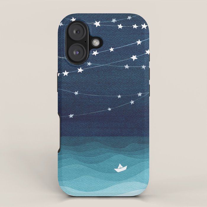 Garlands of stars, watercolor teal ocean iPhone Case Gallery Image 1