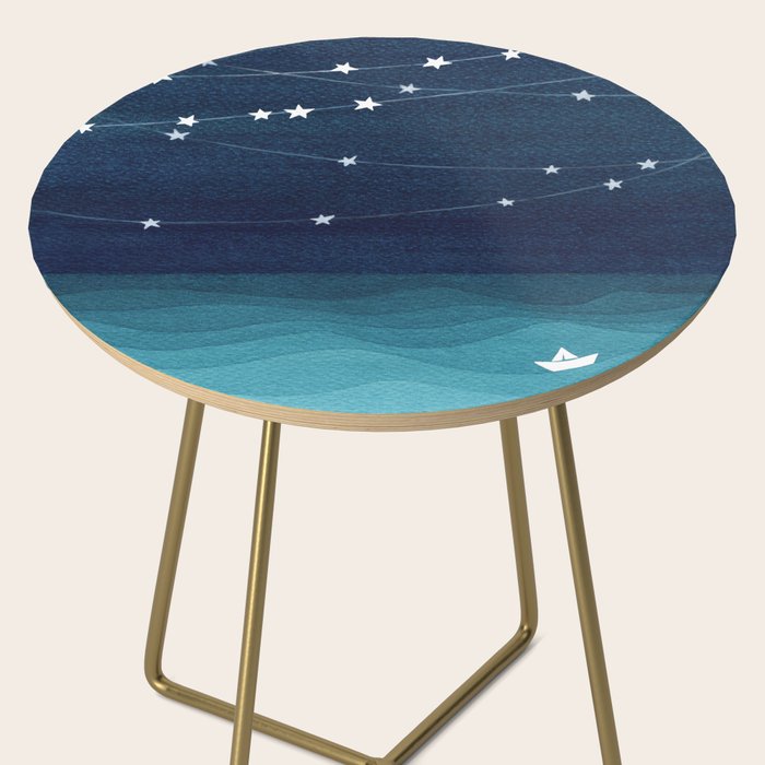 Garlands of stars, watercolor teal ocean Side Table Gallery Image 2