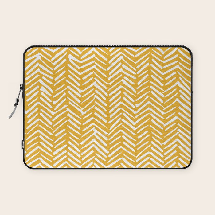Boho Abstract Herringbone Pattern, Summer Yellow Laptop Sleeve Gallery Image 1