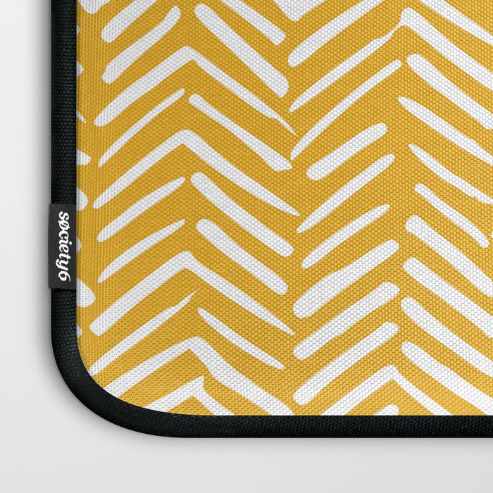 Boho Abstract Herringbone Pattern, Summer Yellow Laptop Sleeve Gallery Image 3