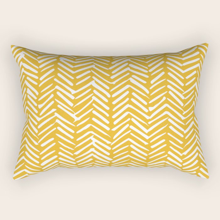 Boho Abstract Herringbone Pattern, Summer Yellow Rectangular Pillow Gallery Image 2