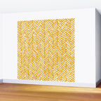 Boho Abstract Herringbone Pattern, Summer Yellow Wall Mural Gallery Image 2