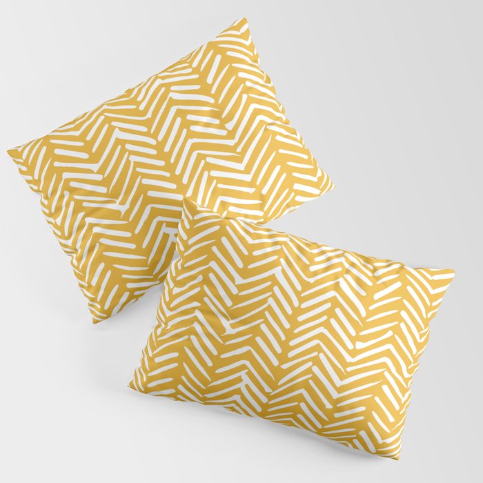 Boho Abstract Herringbone Pattern, Summer Yellow Pillow Sham Gallery Image 3