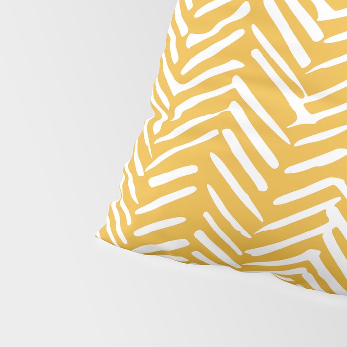 Boho Abstract Herringbone Pattern, Summer Yellow Pillow Sham Gallery Image 4