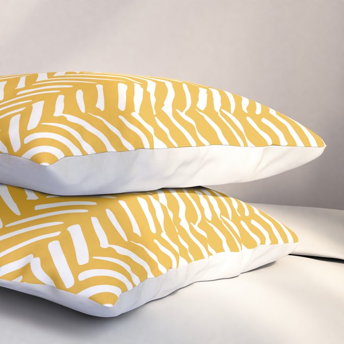 Boho Abstract Herringbone Pattern, Summer Yellow Pillow Sham Gallery Image 3