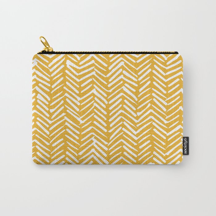 Boho Abstract Herringbone Pattern, Summer Yellow Carry All Pouch Gallery Image 1