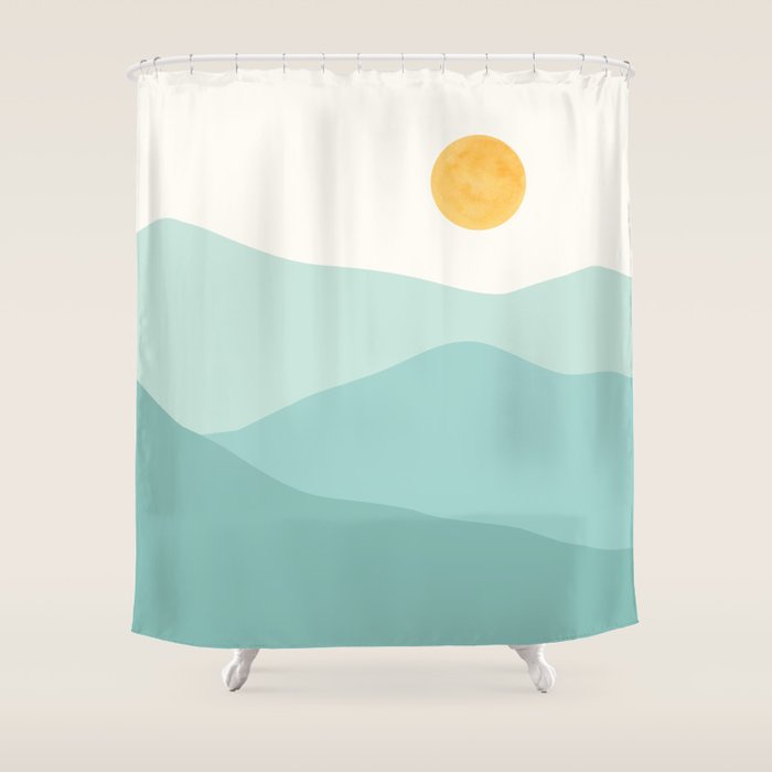 Peaceful Mountain Landscape Shower Curtain Gallery Image 1