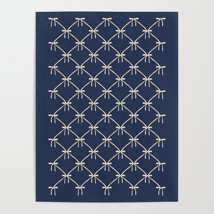 Bows & Ribbons Pattern XLII Dark Navy Blue Poster Gallery Image 4