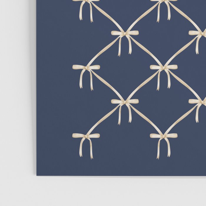 Bows & Ribbons Pattern XLII Dark Navy Blue Poster Gallery Image 3