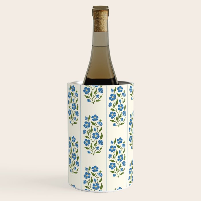 Cottagecore Inspired Blue Wildflower Pattern Wine Chiller Gallery Image 1