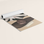 Woman in Stripes Holding a White Rabbit Yoga Mat Gallery Image 2