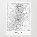 Austin White Map Poster Gallery Image 4