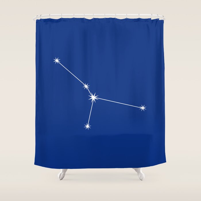 Cancer Zodiac Star Constellation Line Art Dark Blue Shower Curtain Gallery Image 1
