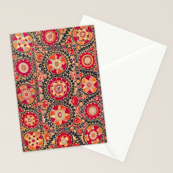 Kermina Suzani Uzbekistan Floral Embroidery Print Stationery Card Gallery Image 2
