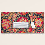 Kermina Suzani Uzbekistan Floral Embroidery Print Desk Mat Gallery Image 1