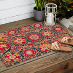 Kermina Suzani Uzbekistan Floral Embroidery Print Outdoor Rug Gallery Image 2