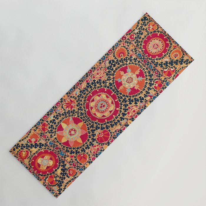 Kermina Suzani Uzbekistan Floral Embroidery Print Yoga Mat Gallery Image 1
