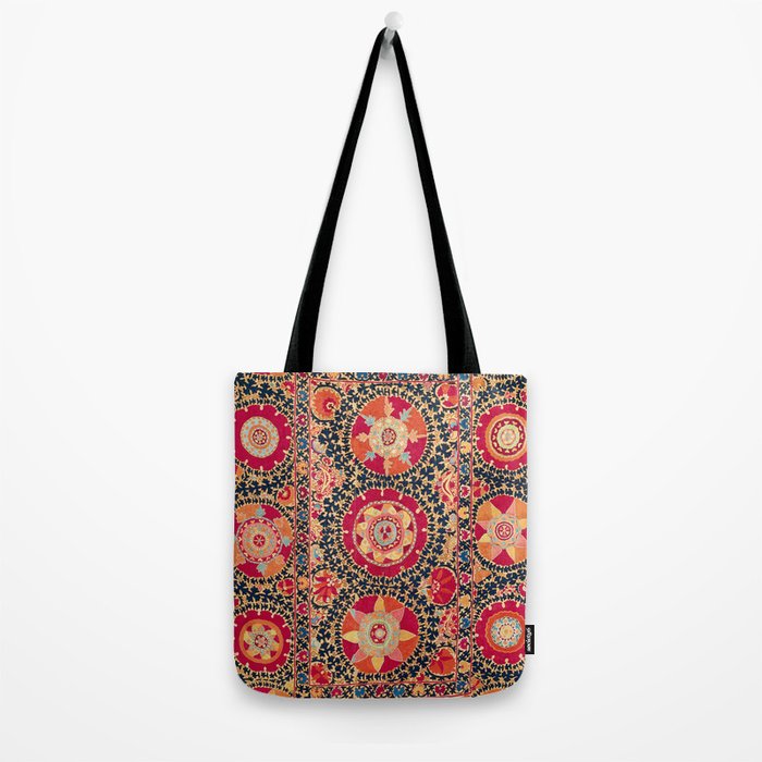 Kermina Suzani Uzbekistan Floral Embroidery Print Tote Bag Gallery Image 2