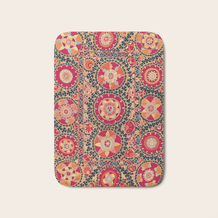 Kermina Suzani Uzbekistan Floral Embroidery Print Bath Mat Gallery Image 1