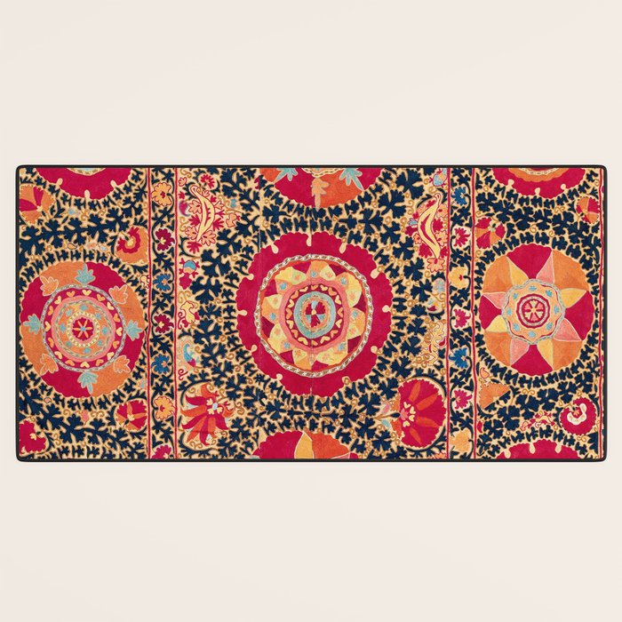 Kermina Suzani Uzbekistan Floral Embroidery Print Desk Mat Gallery Image 3