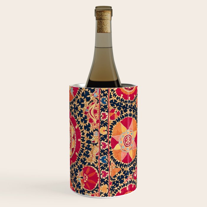 Kermina Suzani Uzbekistan Floral Embroidery Print Wine Chiller Gallery Image 3