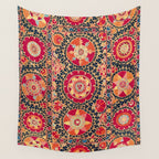 Kermina Suzani Uzbekistan Floral Embroidery Print Wall Tapestry Gallery Image 4