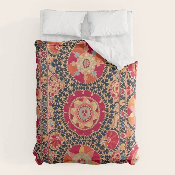 Kermina Suzani Uzbekistan Floral Embroidery Print Duvet Cover Gallery Image 6