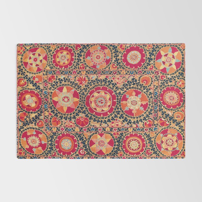 Kermina Suzani Uzbekistan Floral Embroidery Print Rug Gallery Image 2