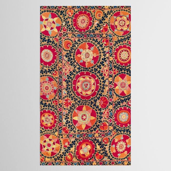 Kermina Suzani Uzbekistan Floral Embroidery Print Tablecloth Gallery Image 2