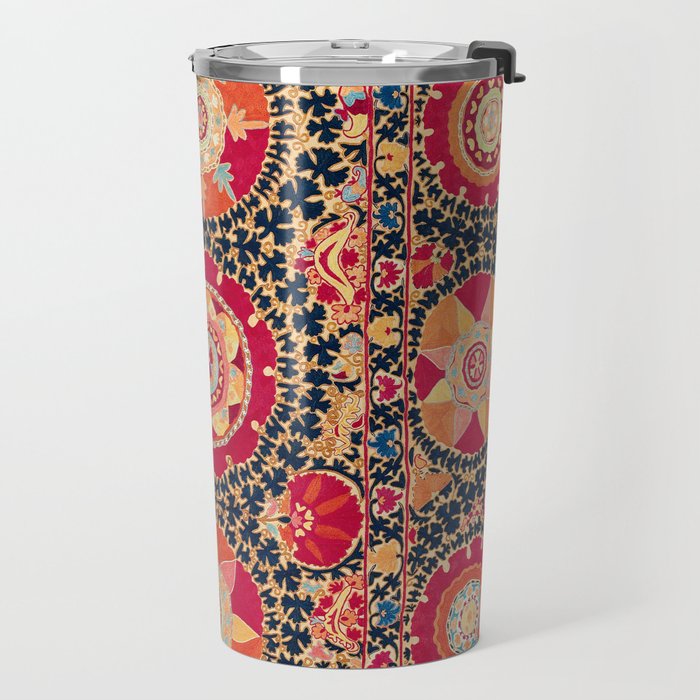 Kermina Suzani Uzbekistan Floral Embroidery Print Travel Mug Gallery Image 2