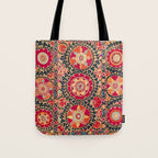 Kermina Suzani Uzbekistan Floral Embroidery Print Tote Bag Gallery Image 1